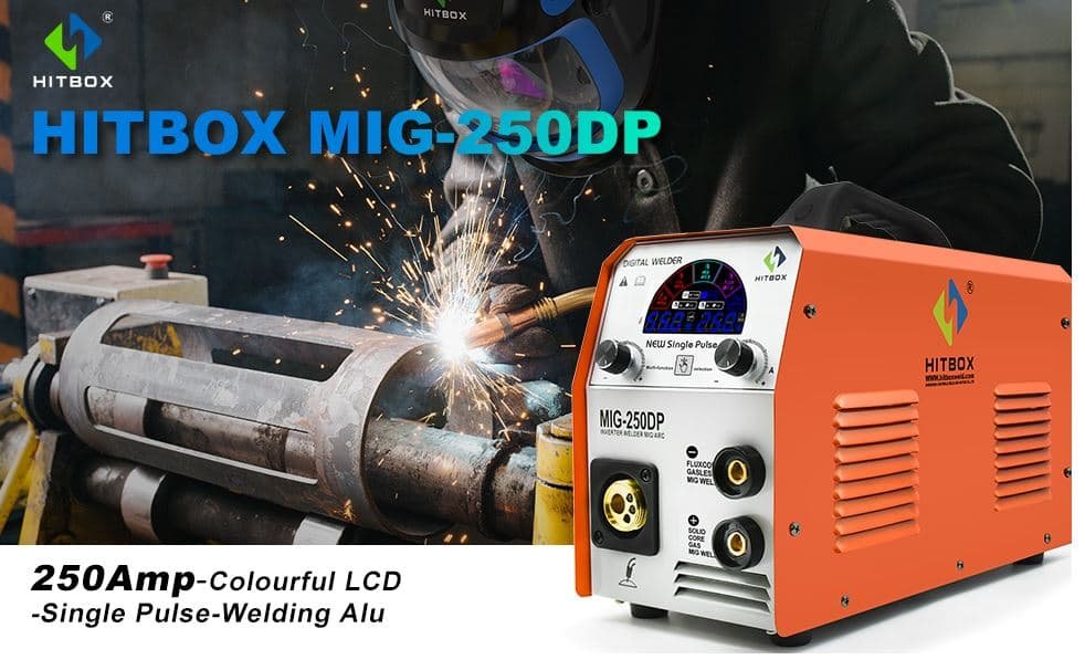 Maquina de Soldar MIG Continuo Multiproceso HITBOX MIG250DP 5 en 1