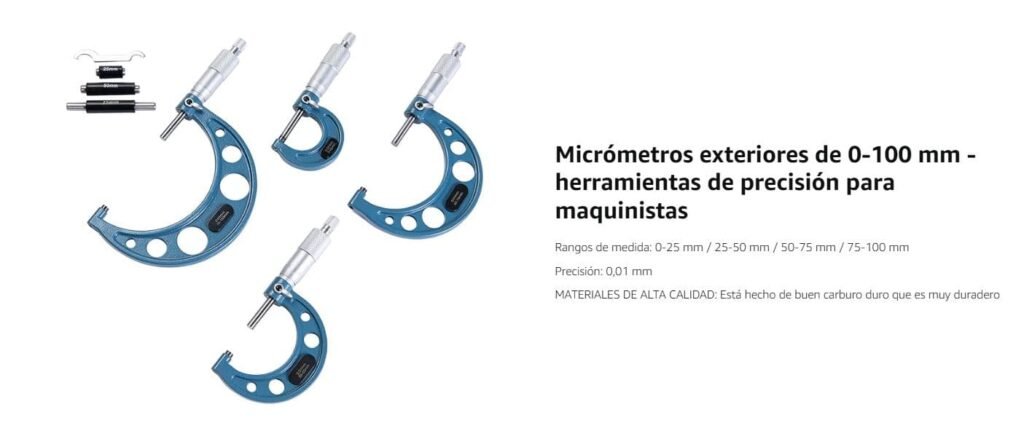 Beslands Micrómetro Métrico Externo, Juego de 4pz.