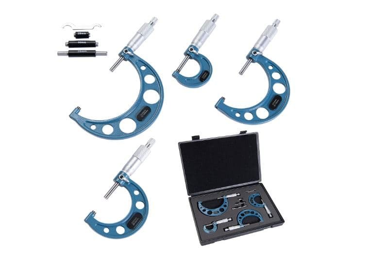 Beslands Micrómetro Métrico Externo, Juego de 4pz